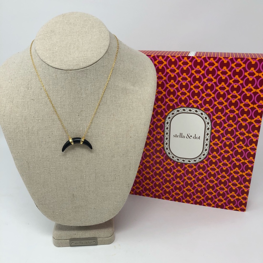 Stella & Dot Black Horn Pendant Necklace
